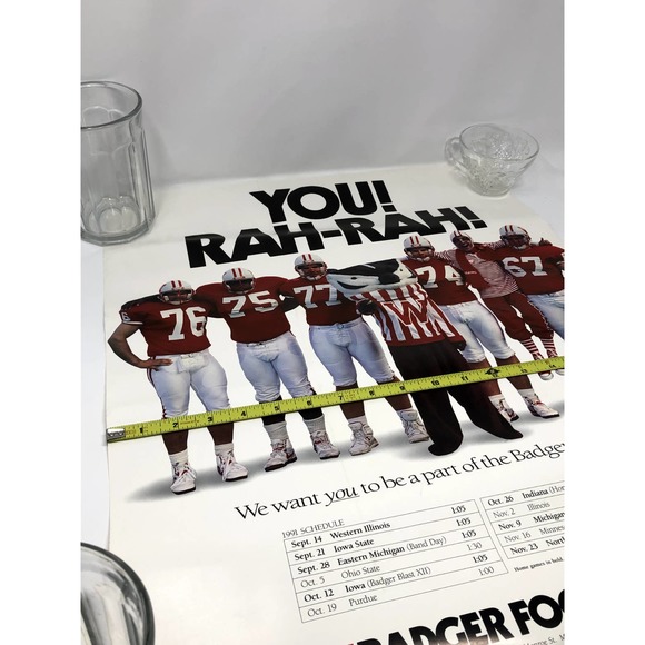 You RAH-RAH UW Madison Poster Football Badger 1991 Vintage - Picture 3 of 6
